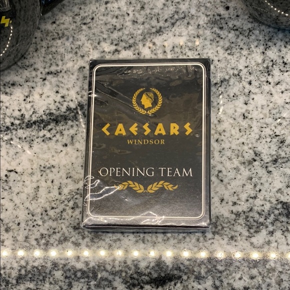 Collector’s Item Caesars Windsor Black Mugs Set with playing cards.   B6 - Picture 5 of 7